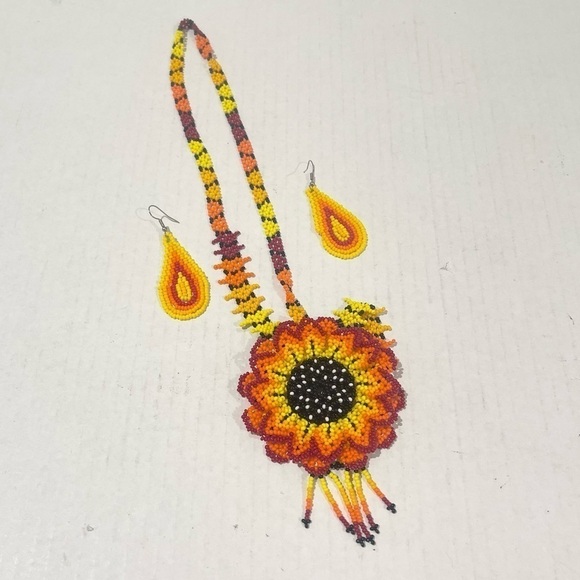 Women’s Mexico Beaded Handmade Colorful Necklace & Earrings Set! - Picture 1 of 4